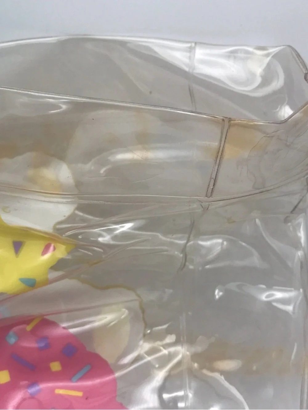 Vtg Sanrio Dee Dee Bear Clear Vinyl Plastic Bag 1988 Ink Stains Blue Handle Snap